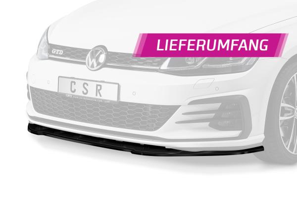 CSR Frontspoiler | Cup-Spoilerlippe mit ABE für VW Golf 7 GTI / GTD CSL345-G Glossy schwarz Hochglanz (keine Lackierung erforderlich)