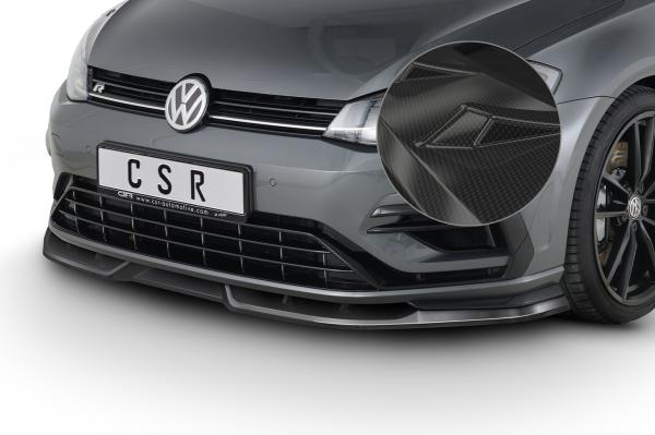 CSR Frontspoiler | Cup-Spoilerlippe mit ABE für VW Golf 7 R CSL346-C Carbon Look Hochglanz (keine Lackierung erforderlich)