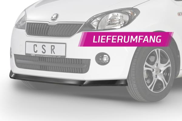 CSR Frontspoiler | Cup-Spoilerlippe mit ABE für Skoda Citigo CSL350-C Carbon Look Hochglanz (keine Lackierung erforderlich)