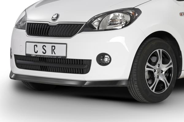 CSR Frontspoiler | Cup-Spoilerlippe mit ABE für Skoda Citigo CSL350-C Carbon Look Hochglanz (keine Lackierung erforderlich)