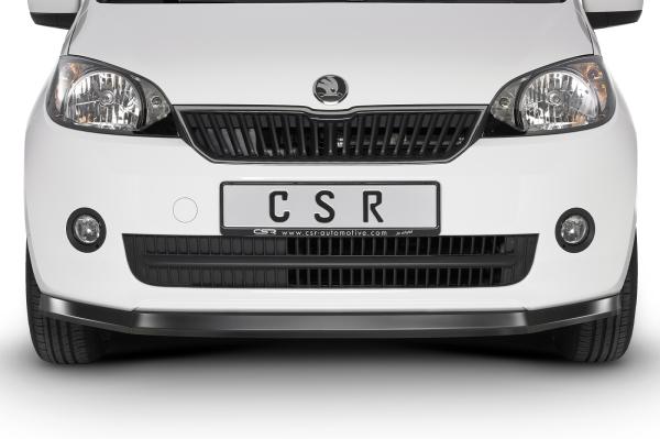 CSR Frontspoiler | Cup-Spoilerlippe mit ABE für Skoda Citigo CSL350-C Carbon Look Hochglanz (keine Lackierung erforderlich)