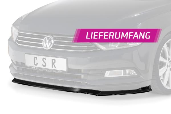 CSR Frontspoiler | Cup-Spoilerlippe mit ABE für VW Passat B8 Typ 3G CSL359-G Glossy schwarz Hochglanz (keine Lackierung erforderlich)