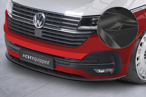 CSR Frontspoiler | Cup-Spoilerlippe mit ABE für VW T6.1 Bus CSL364-C Carbon Look Hochglanz (keine Lackierung erforderlich)