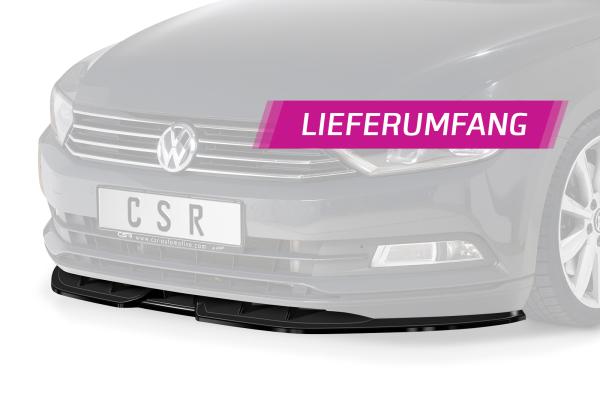 CSR Frontspoiler | Cup-Spoilerlippe mit ABE für VW Passat B8 Typ 3G CSL374-C Carbon Look Hochglanz (keine Lackierung erforderlich)