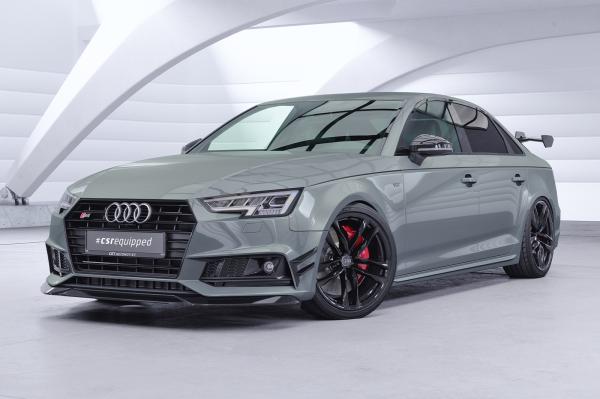 CSR Frontspoiler | Cup-Spoilerlippe mit ABE für Audi A4 B9 8W S-Line/ S4 B9 8W CSL376-C Carbon Look Hochglanz (keine Lackierung erforderlich)