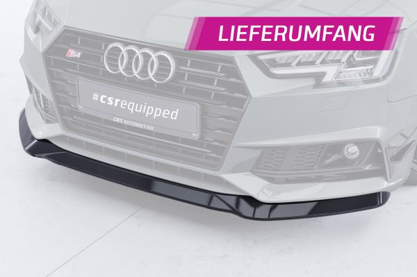 CSR Frontspoiler | Cup-Spoilerlippe mit ABE für Audi A4 B9 8W S-Line/ S4 B9 8W CSL376-C Carbon Look Hochglanz (keine Lackierung erforderlich)