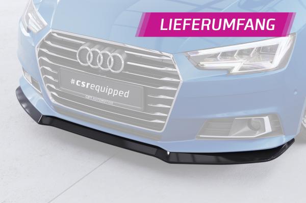 CSR Frontspoiler | Cup-Spoilerlippe mit ABE für Audi A4 B9 (Typ 8W) CSL388-C Carbon Look Hochglanz (keine Lackierung erforderlich)