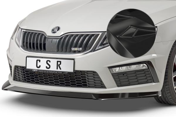 CSR Frontspoiler | Cup-Spoilerlippe mit ABE für Skoda Octavia III (5E) RS CSL389-G Glossy schwarz Hochglanz (keine Lackierung erforderlich)