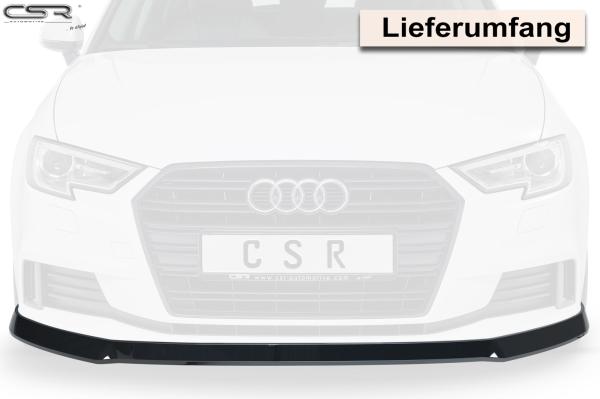 CSR Frontspoiler | Cup-Spoilerlippe mit ABE für Audi A3 8V CSL393-S strukturiert schwarz matt (keine Lackierung erforderlich)