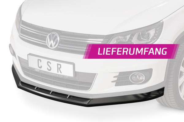 CSR Frontspoiler | Cup-Spoilerlippe mit ABE für VW Tiguan I CSL397-C Carbon Look Hochglanz (keine Lackierung erforderlich)