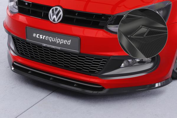 CSR Frontspoiler | Cup-Spoilerlippe mit ABE für VW Polo V (Typ 6R, 6C) R-Line CSL400-C Carbon Look Hochglanz (keine Lackierung erforderlich)