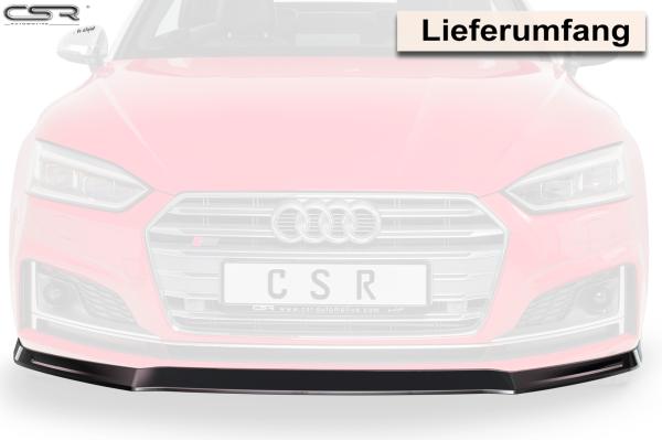 CSR Frontspoiler | Cup-Spoilerlippe mit ABE für Audi A5 F5 S-Line / S5 F5 CSL403-G Glossy schwarz Hochglanz (keine Lackierung erforderlich)