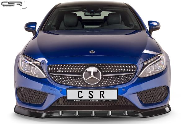 CSR Frontspoiler | Cup-Spoilerlippe mit ABE für Mercedes-Benz C-Klasse 205 AMG-Line CSL408-C Carbon Look Hochglanz (keine Lackierung erforderlich)