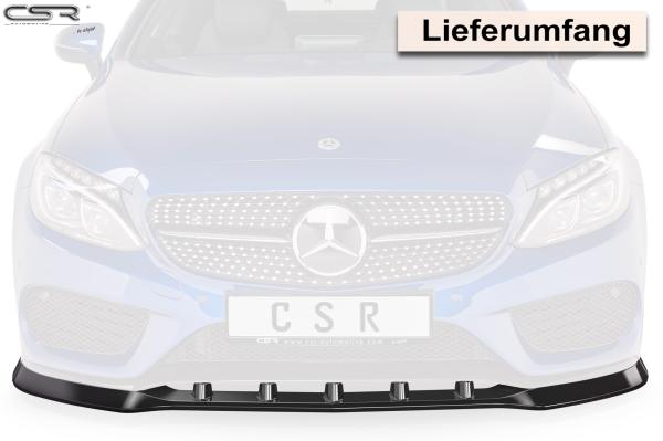 CSR Frontspoiler | Cup-Spoilerlippe mit ABE für Mercedes-Benz C-Klasse 205 AMG-Line CSL408-C Carbon Look Hochglanz (keine Lackierung erforderlich)