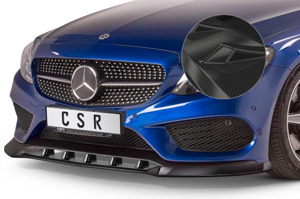 CSR Frontspoiler | Cup-Spoilerlippe mit ABE für Mercedes-Benz C-Klasse 205 AMG-Line CSL408-C Carbon Look Hochglanz (keine Lackierung erforderlich)
