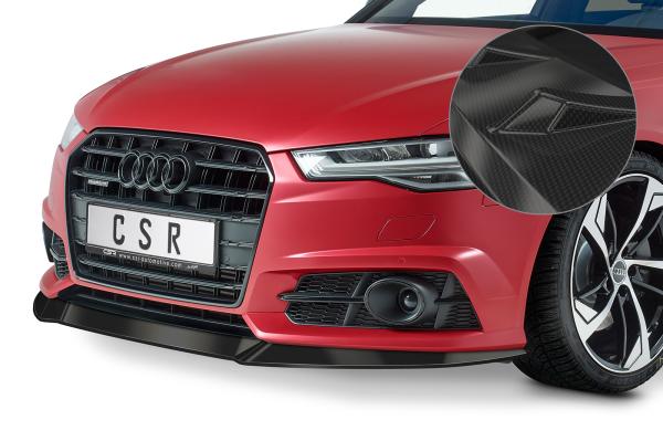 CSR Frontspoiler | Cup-Spoilerlippe mit ABE für Audi A6 C7 4G S-Line/ S6 C7 4G CSL410-C Carbon Look Hochglanz (keine Lackierung erforderlich)