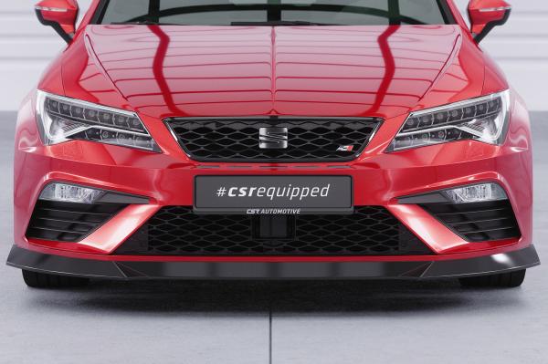 CSR Frontspoiler | Cup-Spoilerlippe mit ABE für Seat Leon 3 (Typ 5F) Cupra/FR CSL411-C Carbon Look Hochglanz (keine Lackierung erforderlich)