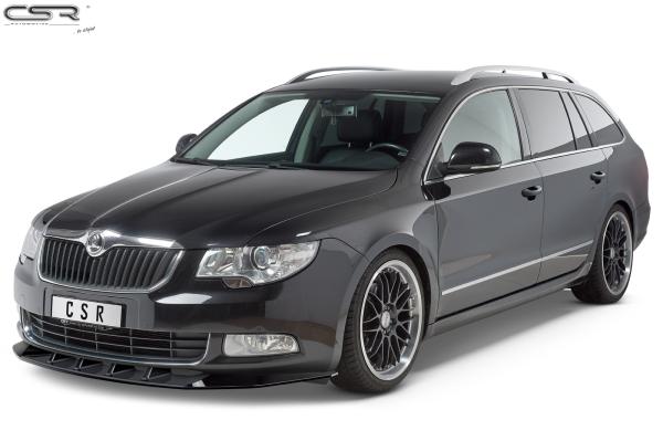 CSR Frontspoiler | Cup-Spoilerlippe mit ABE für Skoda Superb II CSL420-C Carbon Look Hochglanz (keine Lackierung erforderlich)