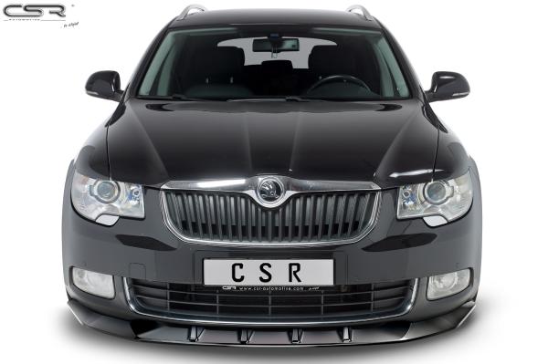 CSR Frontspoiler | Cup-Spoilerlippe mit ABE für Skoda Superb II CSL420-C Carbon Look Hochglanz (keine Lackierung erforderlich)