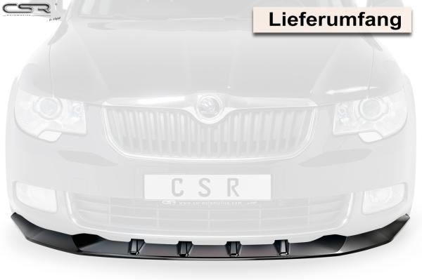 CSR Frontspoiler | Cup-Spoilerlippe mit ABE für Skoda Superb II CSL420-C Carbon Look Hochglanz (keine Lackierung erforderlich)