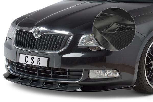 CSR Frontspoiler | Cup-Spoilerlippe mit ABE für Skoda Superb II CSL420-C Carbon Look Hochglanz (keine Lackierung erforderlich)