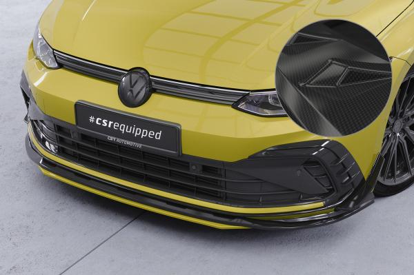 CSR Frontspoiler | Cup-Spoilerlippe mit ABE für VW Golf 8 GTI, GTD, GTE, R-Line CSL429-C Carbon Look Hochglanz (keine Lackierung erforderlich)