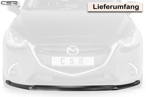 CSR Frontspoiler | Cup-Spoilerlippe mit ABE für Mazda 2 (Typ DJ) CSL437-G Glossy schwarz Hochglanz (keine Lackierung erforderlich)