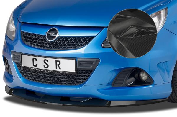 CSR Frontspoiler | Cup-Spoilerlippe mit ABE für Opel Corsa D OPC CSL443-C Carbon Look Hochglanz (keine Lackierung erforderlich)