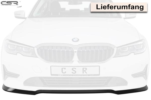 CSR Frontspoiler | Cup-Spoilerlippe mit ABE für BMW 3er G20 Limousine / G21 Touring CSL444-G Glossy schwarz Hochglanz (keine Lackierung erforderlich)