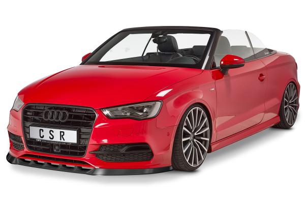 CSR Frontspoiler | Cup-Spoilerlippe mit ABE für Audi S3 / A3 8V S-Line Cabrio / Limo CSL453-G Glossy schwarz Hochglanz (keine Lackierung erforderlich)