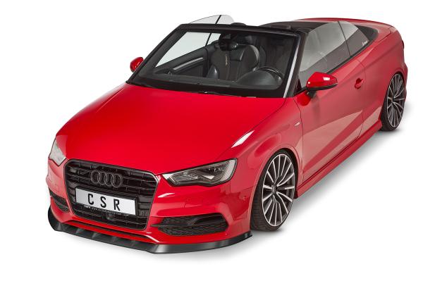 CSR Frontspoiler | Cup-Spoilerlippe mit ABE für Audi S3 / A3 8V S-Line Cabrio / Limo CSL453-G Glossy schwarz Hochglanz (keine Lackierung erforderlich)