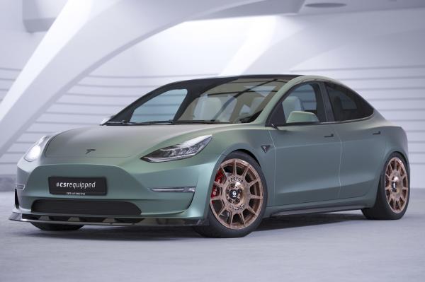 CSR Frontspoiler | Cup-Spoilerlippe mit ABE für Tesla Model 3 CSL484-C Carbon Look Hochglanz (keine Lackierung erforderlich)