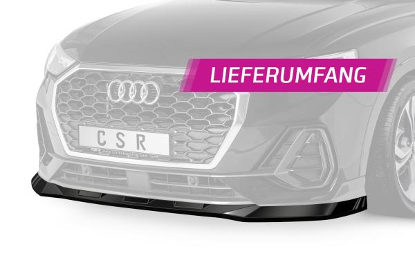 CSR Frontspoiler | Cup-Spoilerlippe mit ABE für Audi Q3 (Typ F3) Sportback CSL485-G Glossy schwarz Hochglanz (keine Lackierung erforderlich)