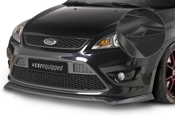 CSR Frontspoiler | Cup-Spoilerlippe mit ABE für Ford Focus MK2 ST CSL509-C Carbon Look Hochglanz (keine Lackierung erforderlich)