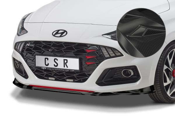 CSR Frontspoiler | Cup-Spoilerlippe mit ABE für Hyundai i10 (3. Gen) N-Line CSL525-C Carbon Look Hochglanz (keine Lackierung erforderlich)