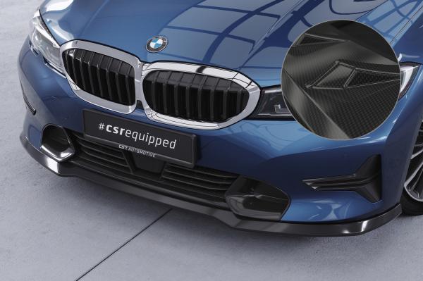 CSR Frontspoiler | Cup-Spoilerlippe mit ABE für BMW 3er (G20/G21) Limousine und Touring CSL534-C Carbon Look Hochglanz (keine Lackierung erforderlich)