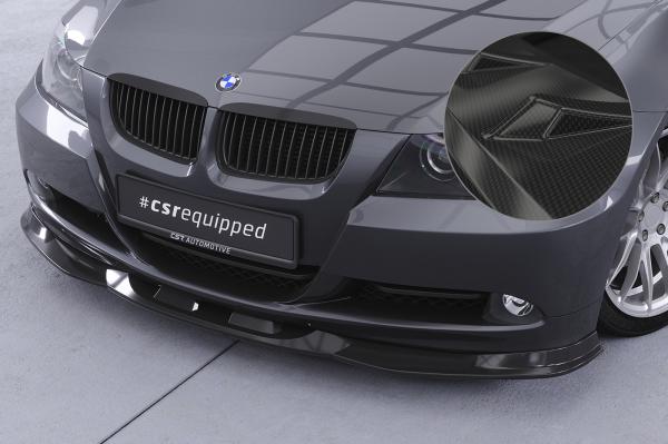 CSR Frontspoiler | Cup-Spoilerlippe mit ABE für BMW 3er (E90/E91) Limousine und Touring CSL536-C Carbon Look Hochglanz (keine Lackierung erforderlich)