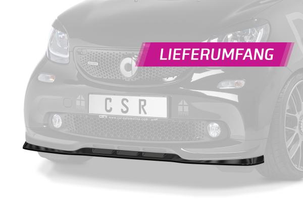 CSR Frontspoiler | Cup-Spoilerlippe mit ABE für Smart fortwo 453 Brabus CSL542-G Glossy schwarz Hochglanz (keine Lackierung erforderlich)