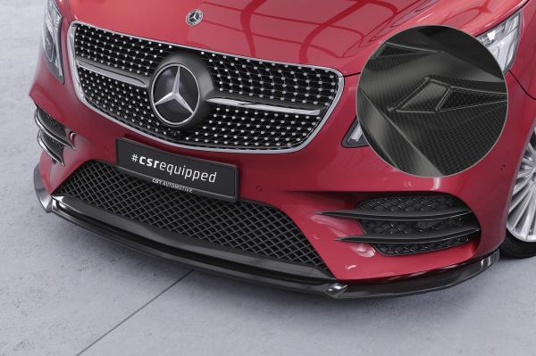 CSR Frontspoiler | Cup-Spoilerlippe mit ABE für Mercedes-Benz V-Klasse 447 AMG-Line CSL545-C Carbon Look Hochglanz (keine Lackierung erforderlich)