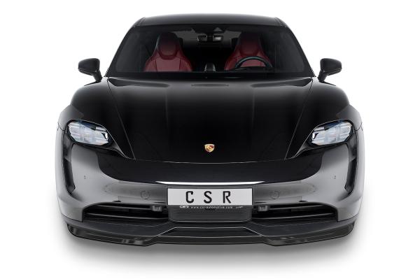 CSR Frontspoiler | Cup-Spoilerlippe mit ABE für Porsche Taycan / Taycan 4S CSL549-G Glossy schwarz Hochglanz (keine Lackierung erforderlich)