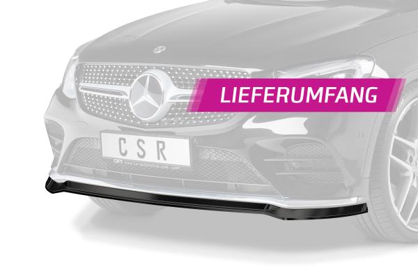 CSR Frontspoiler | Cup-Spoilerlippe mit ABE für Mercedes-Benz GLC (X253/C253) AMG-Line CSL552-G Glossy schwarz Hochglanz (keine Lackierung erforderlich)