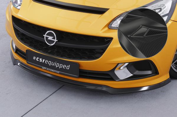 CSR Frontspoiler | Cup-Spoilerlippe mit ABE für Opel Corsa E OPC / GSi CSL554-C Carbon Look Hochglanz (keine Lackierung erforderlich)