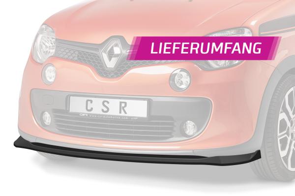CSR Frontspoiler | Cup-Spoilerlippe mit ABE für Renault Twingo 3 GT CSL559-G Glossy schwarz Hochglanz (keine Lackierung erforderlich)