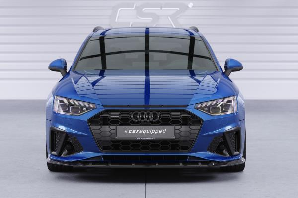 CSR Frontspoiler | Cup-Spoilerlippe mit ABE für Audi A4 / S4 B9 (8W) CSL561-C Carbon Look Hochglanz (keine Lackierung erforderlich)