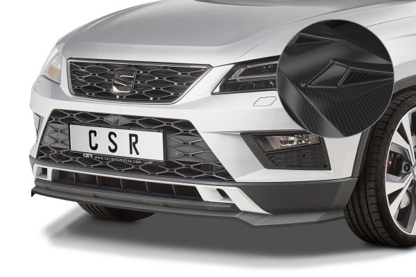 CSR Frontspoiler | Cup-Spoilerlippe mit ABE für Seat Ateca (Typ 5FP, KH7) CSL567-C Carbon Look Hochglanz (keine Lackierung erforderlich)