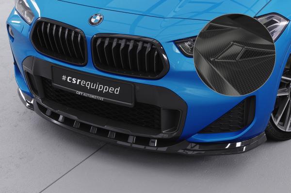 CSR Frontspoiler | Cup-Spoilerlippe mit ABE für BMW X2 F39 M-Paket CSL574-C Carbon Look Hochglanz (keine Lackierung erforderlich)