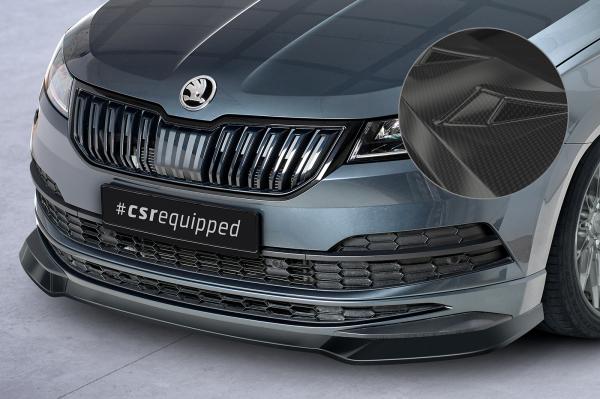 CSR Frontspoiler | Cup-Spoilerlippe mit ABE für Skoda Karoq SportLine CSL583-C Carbon Look Hochglanz (keine Lackierung erforderlich)