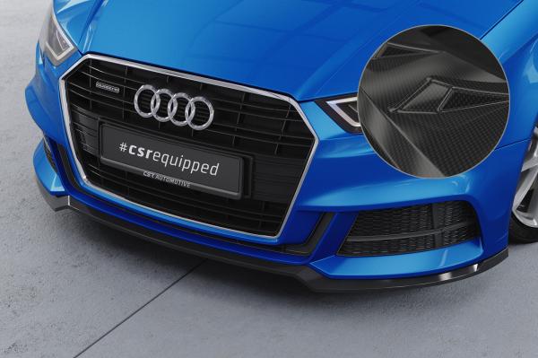 CSR Frontspoiler | Cup-Spoilerlippe mit ABE für Audi A3 S-Line / S3 8V CSL612-C Carbon Look Hochglanz (keine Lackierung erforderlich)