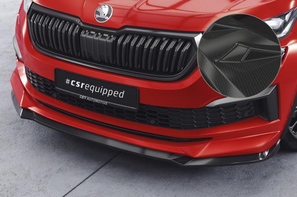 CSR Frontspoiler | Cup-Spoilerlippe mit ABE für Skoda Kodiaq CSL614-C Carbon Look Hochglanz (keine Lackierung erforderlich)