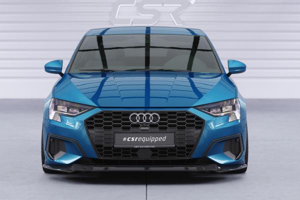CSR Frontspoiler | Cup-Spoilerlippe mit ABE für Audi A3 8Y Limousine CSL616-G Glossy schwarz Hochglanz (keine Lackierung erforderlich)